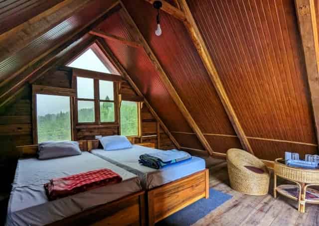 Cabin interior at Umtyngar Eco stay