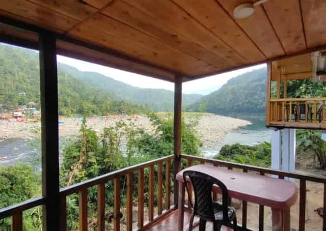 Dawki river view from veranda at Dawki Eco Stay 