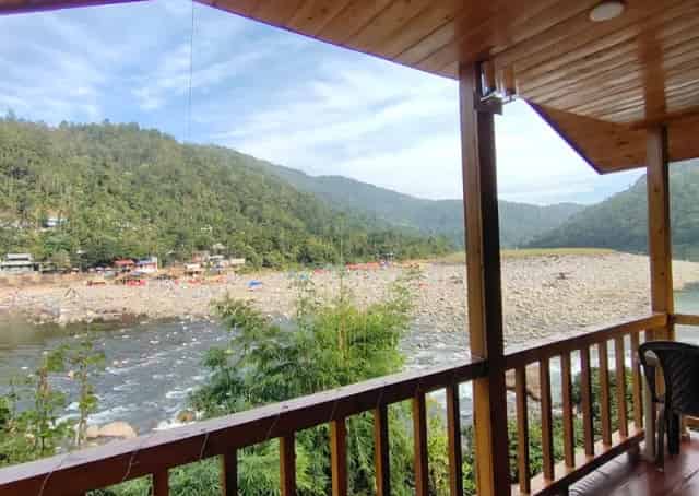 Dawki river view from veranda at Dawki Eco Stay 