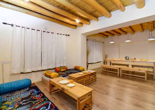 Seating and Dinning area at Leh hostel