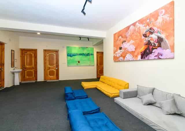 Seating area at Leh hostel