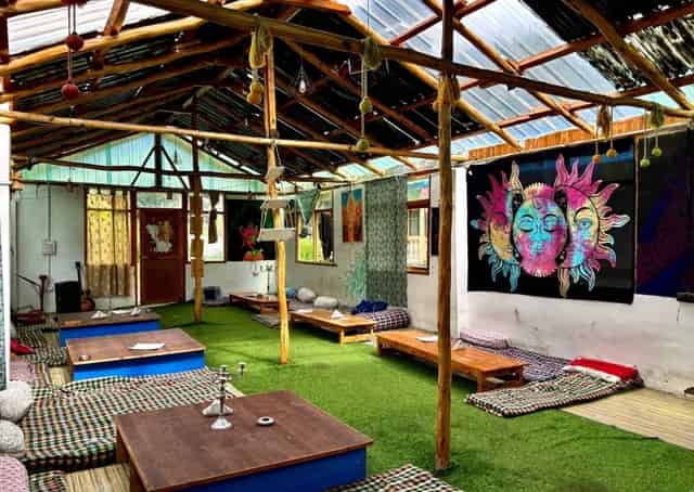 Seating area at Pulga Hostel