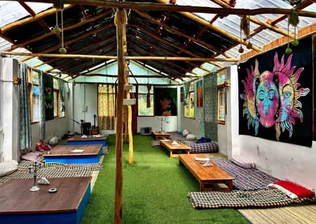 Seating area at Pulga Hostel
