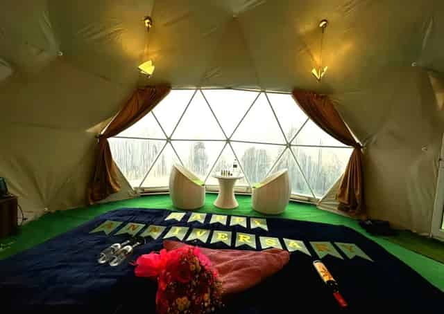 Tent Interior at Gufapatal Eco Stay