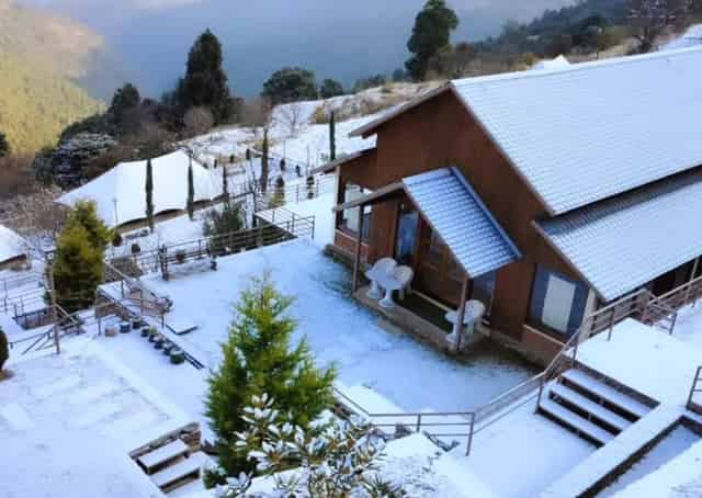 Snow-Covered Kanatal Glamping Campus