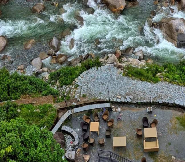 Riverside cafe at Dharamsala Retreat