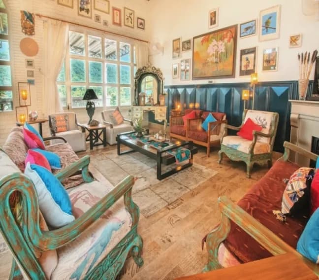 Elegant Living Room at Punkal Gaon Boutique Stay