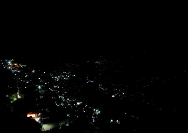 Night view from Darjeeling stay terrace 